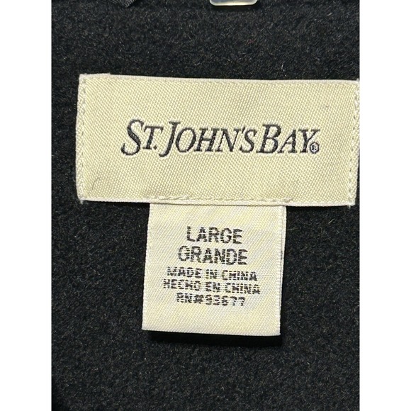St Johns Bay Jacket Womens L Black Wool Cashmere Double Breasted Pea Coat Warm - Picture 5 of 9